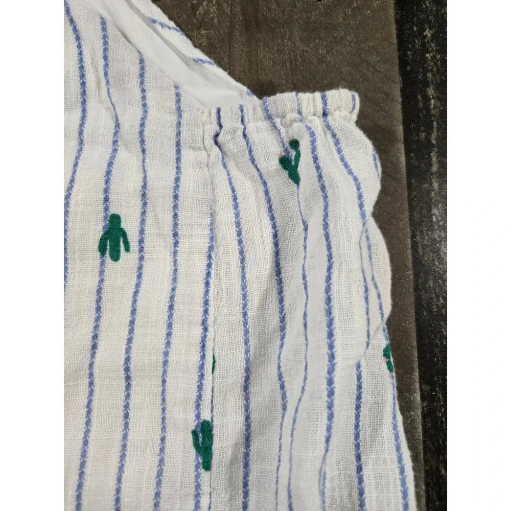 Blue Rain Cactus Embroidered Striped Halter Tank Top with Tassel Trim Medium - Picture 9 of 10